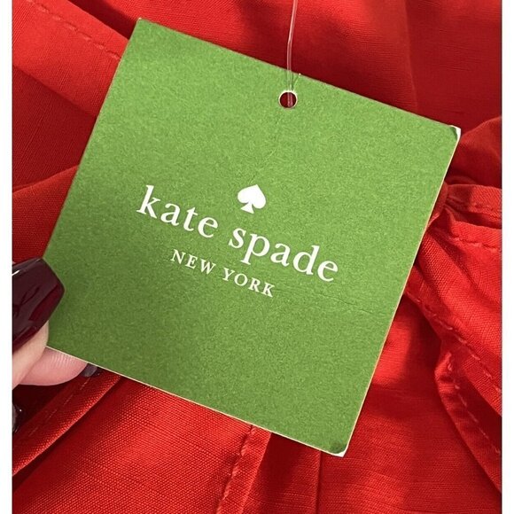 KATE SPADE Women's Sz 2 Red Cherpeper Slub Cotton Culotte Pants w/ Tie NWT - Picture 4 of 10